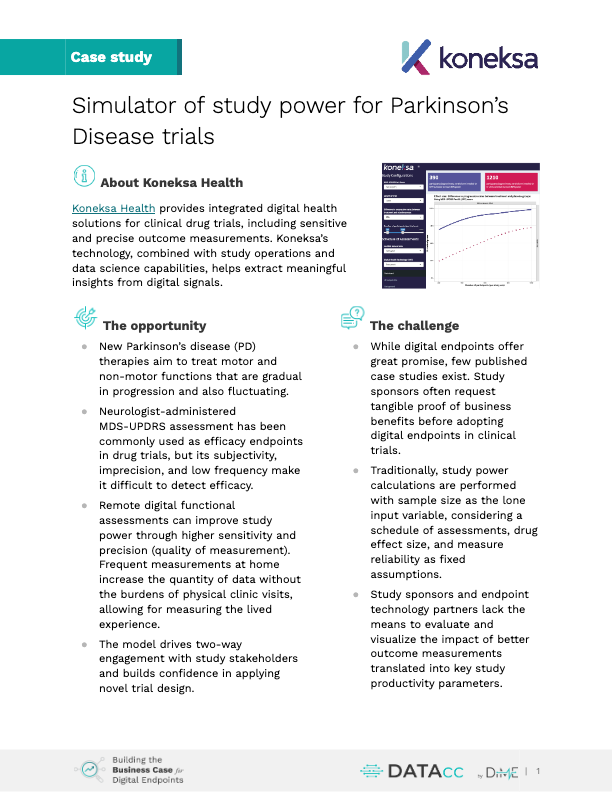 Simulator of study power for Parkinson’s Disease trials